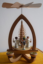 Pyramide Holz 28cm Lichterengel und Bergmann Heinz Lorenz Weihnachten handbemalt