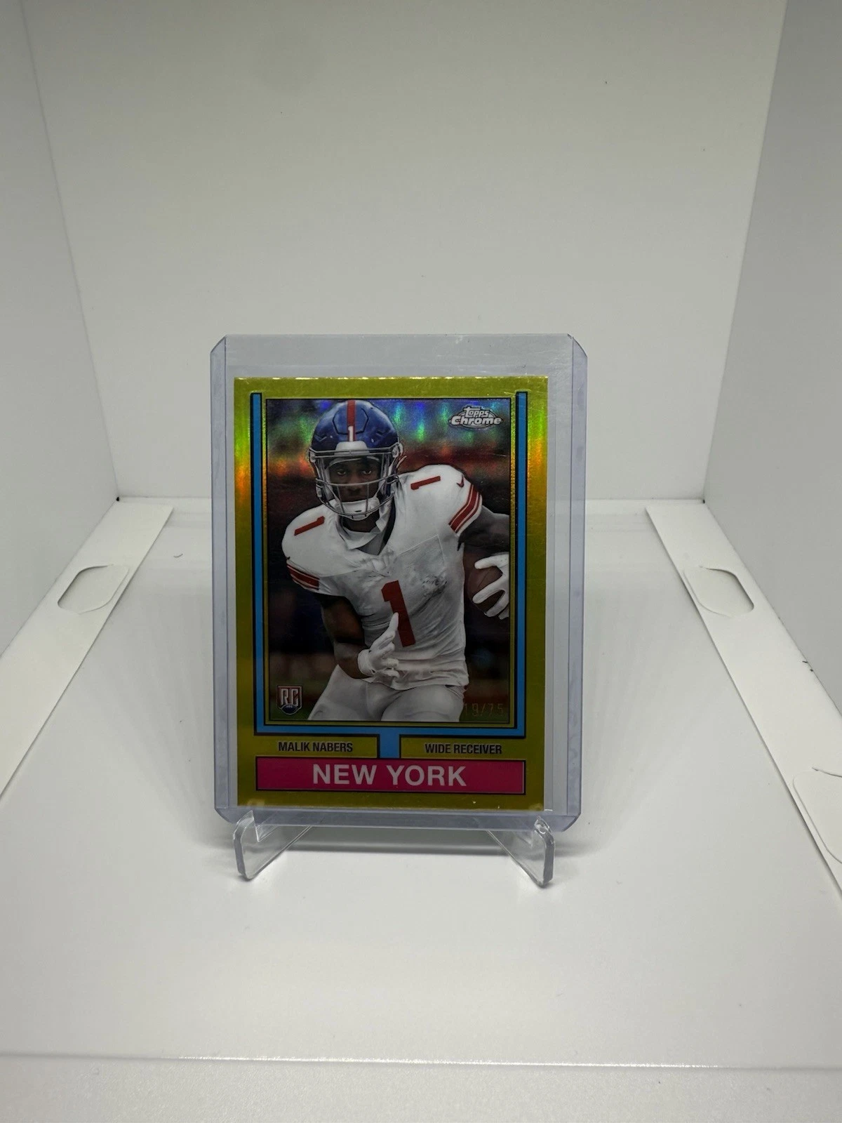 Malik Nabers Topps Chrome 1974 Topps Football #74TF7 Yellow Refractor