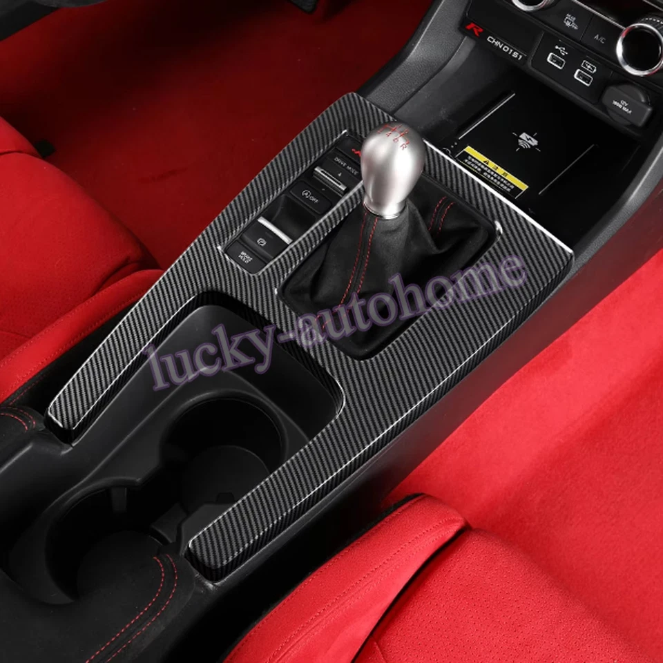 Cubierta de panel de cambio de marchas de fibra de carbono para Honda Civic tipo R FL5 Si 2022-2025 Foto 3 de 4