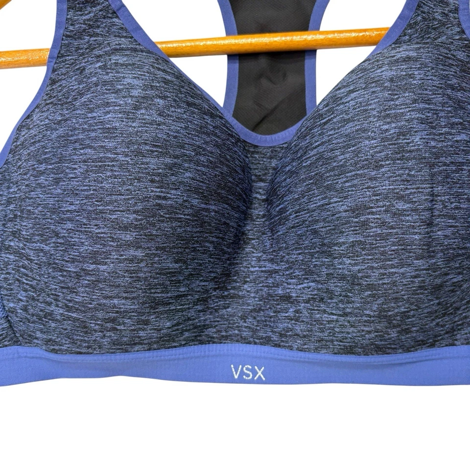 VSX Womens Sports Bra 38D Blue Pullover Racerback Push up Padded  - Image 2 of 4