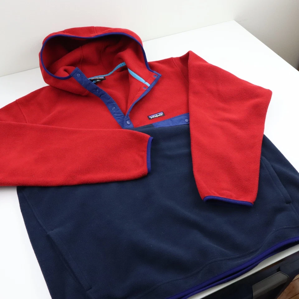 Patagonia Synchilla Snap-T Hoody Fleece Pullover Mens XXL Red Blue Jacket Coat - Image 3 of 4
