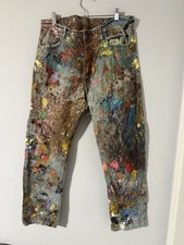 Vintage 80s Paint Splattered Levi s 505 Denim Jeans Size 38 x 32 Distressed