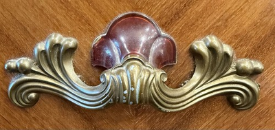 #ad Set of 13 Art Deco Waterfall Drawer Pulls Amber Plastic amp; Brass Lane 3.75” CTC $249.99