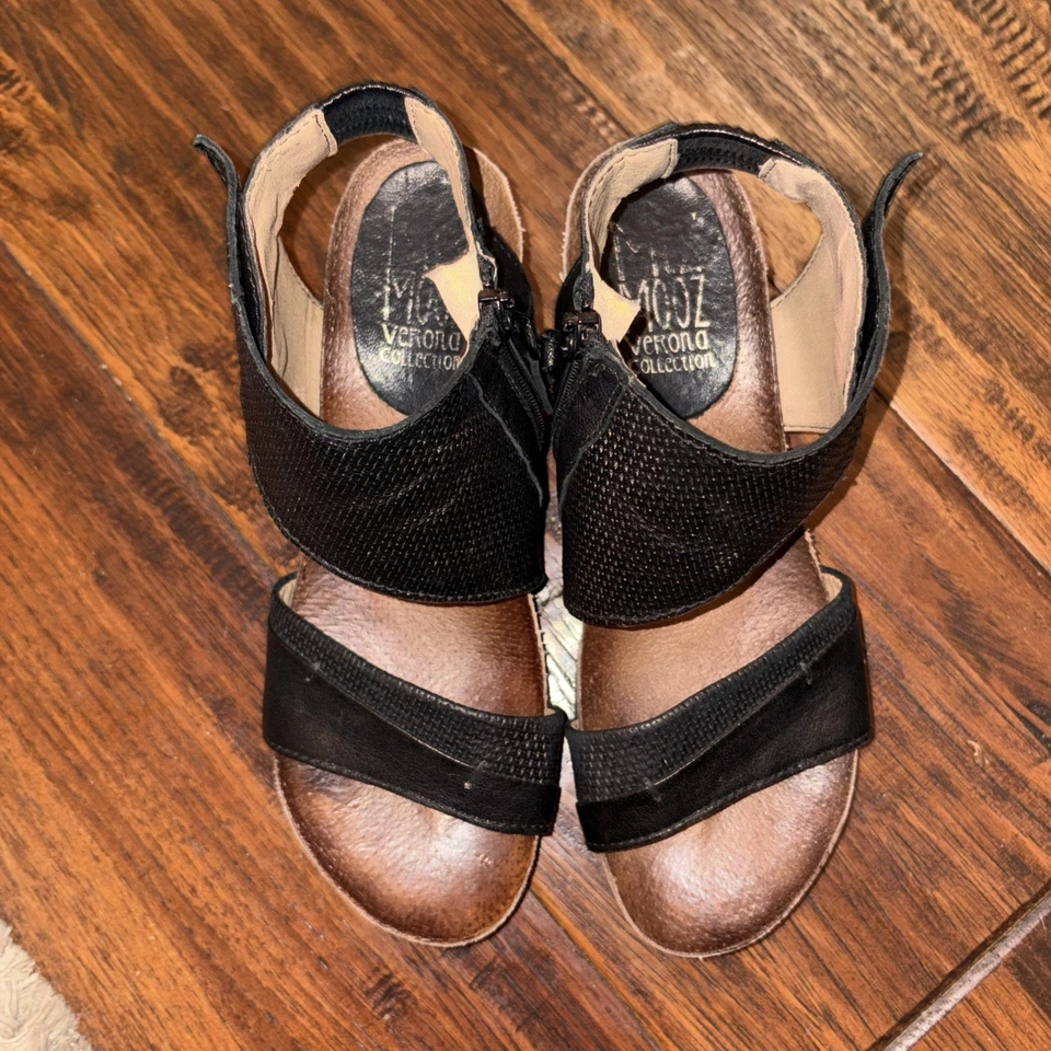 Miz Mooz女式Seline楔形凉鞋黑色W8.5 39 — 第 3/4 张图片