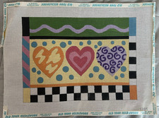 Hand Painted Large Needlepoint Canvas Hearts 14Ct Peterson 14.25x10.5 New 1385