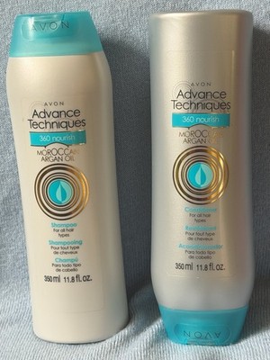 Avon Advance Techniques 360 Nourish Shampoo & Conditioner Moroccan Oil 11.8oz