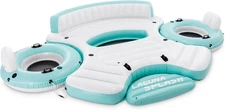 Laguna Splash Island Outdoor Floating Water Raft 2 Detachable Solo Lounge Tubes