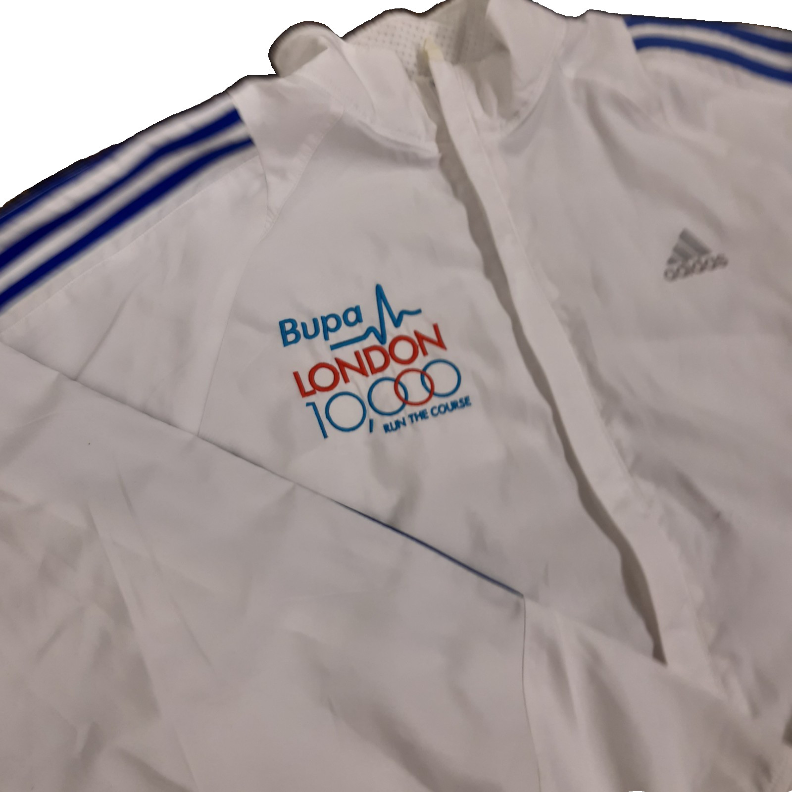 Adidas ClimaProof Bupa London 10000 Men’s Running Jacket White Blue Size M image 4