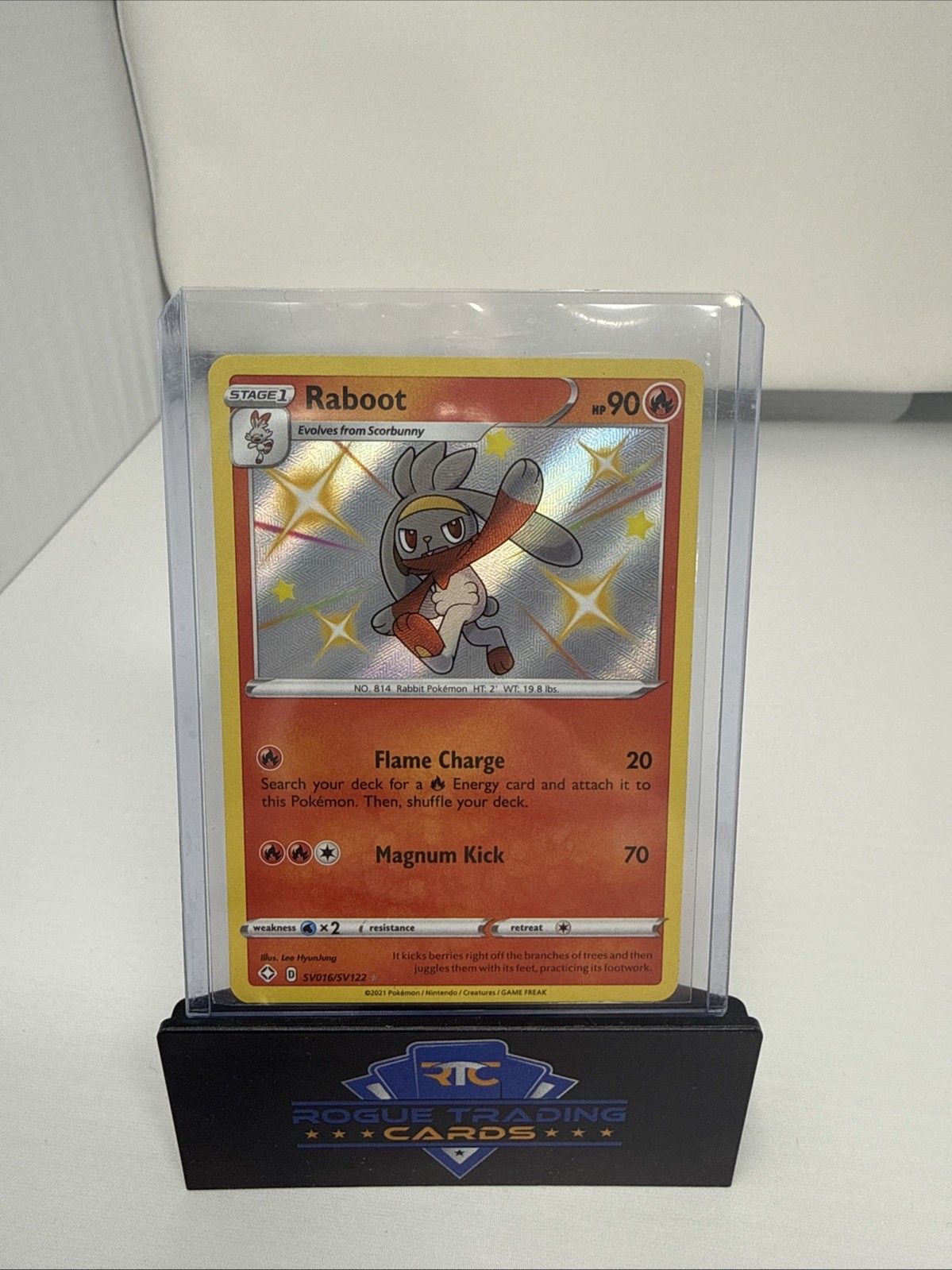 Pokémon TCG Raboot Shining Fates SV016/SV122 Holo Shiny Holo Rare MINT CONDITION