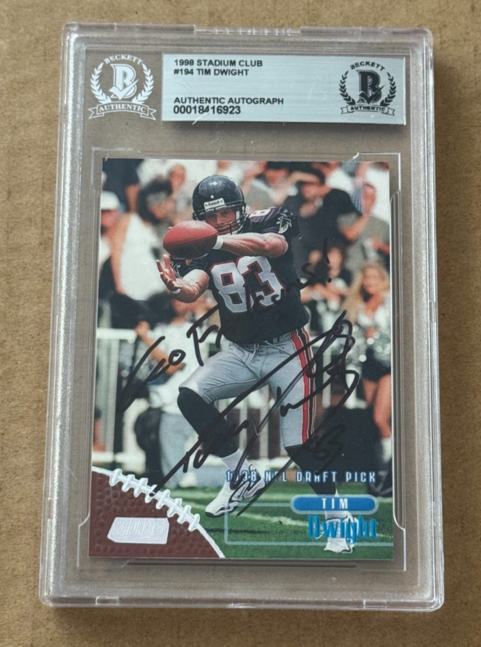 TIM DWIGHT SIGNED 1998 TOPPS STADIUM CLUB RC BECKETT BAS HAND SIGNED