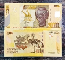 Congo 20000 Francs 2022 Prefix T-Z  Replacement UNC RARE