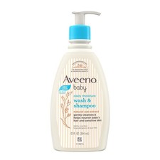 2 X 354 ml Aveeno Baby Daily Moisture Wash and Shampoo Cleanses hair  body Oat