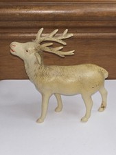 Vintage OCCUPIED JAPAN celluloid W/ Glitter Reindeer Christmas Decoration 5"x5"