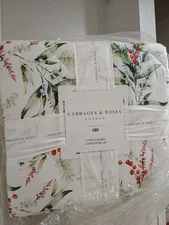 Cabbages & Roses QUEEN Comforter Set Christmas Foliage Fir Ruby NEW