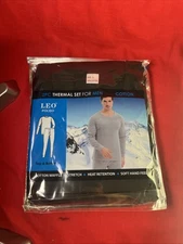 Men Thermal 2pc Large Long Johns 100% Cotton Base Layer Pants And Shirt Black