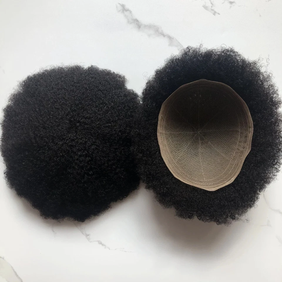 Afro Full Lace Toupee African American Mens Toupee Human Hair 4mm Wave 8”X10” - Image 4 of 4