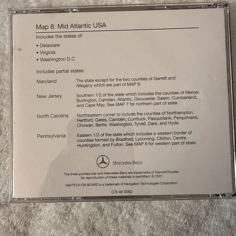 Genuine Mercedes C, E, CL, CLK, S, SL G-Class Navigation Map # 4 South Central - Image 3 of 4