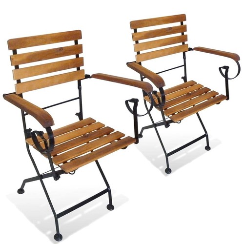 vidaXL Folding Patio Chair Set of 2 Natural wood