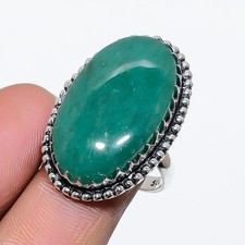 Green Apatite Gemstone Handmade 925 Sterling Silver Jewelry Ring 9 K384