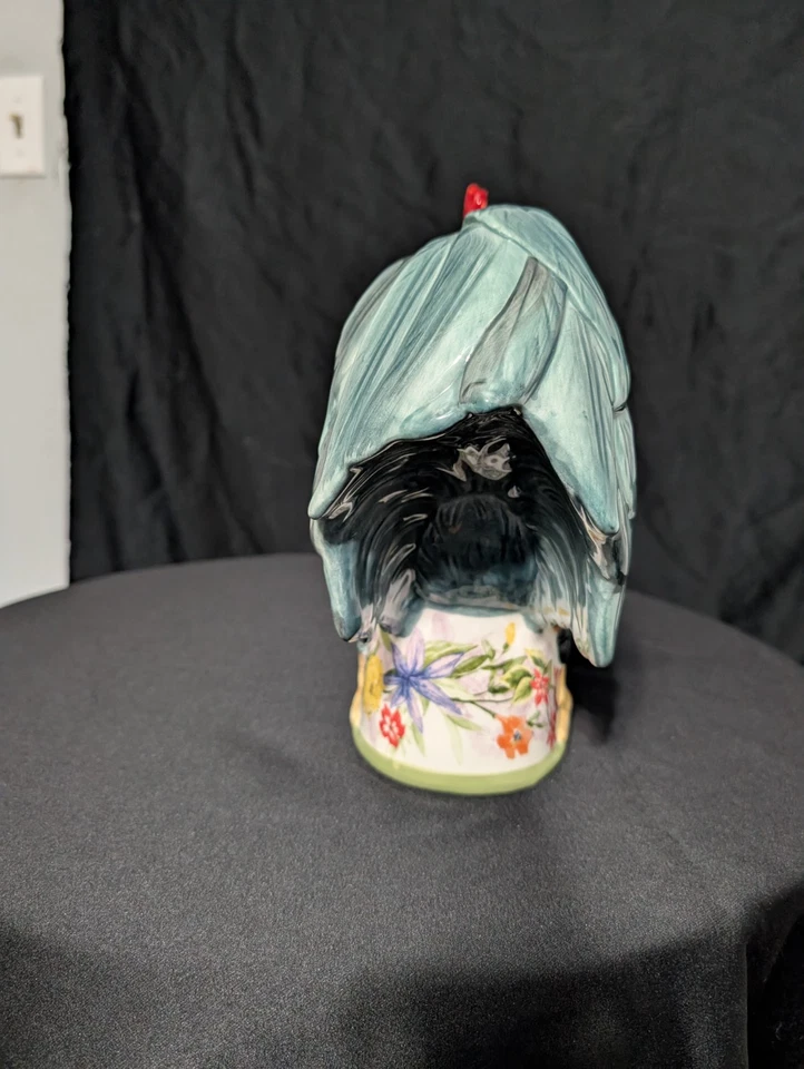 Tarro de galletas 3D de gallo floral internacional certificado por la artista Susan Winget. Foto 4 de 4