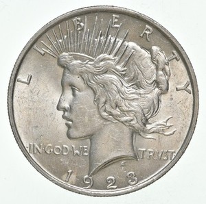 (1) BU 1923 (P) Peace Silver Dollar $1 Unc MS 90% - Dripping with Luster *5886