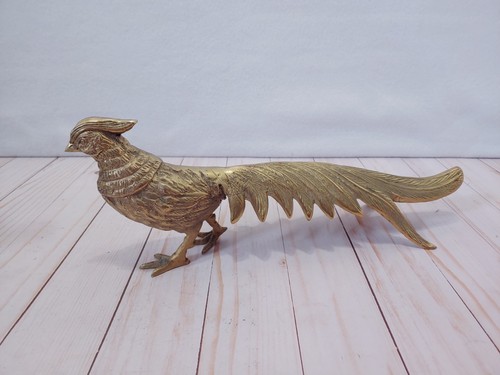 Vintage Mid Century Brass Pair Pheasant Figures Birds Long Tail MCM 12.5” Long - Bild 10 von 17