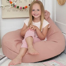 ZICOTO Stuffed Animal Storage Bean Bag Chair Cover for Kids - Easily Pink 