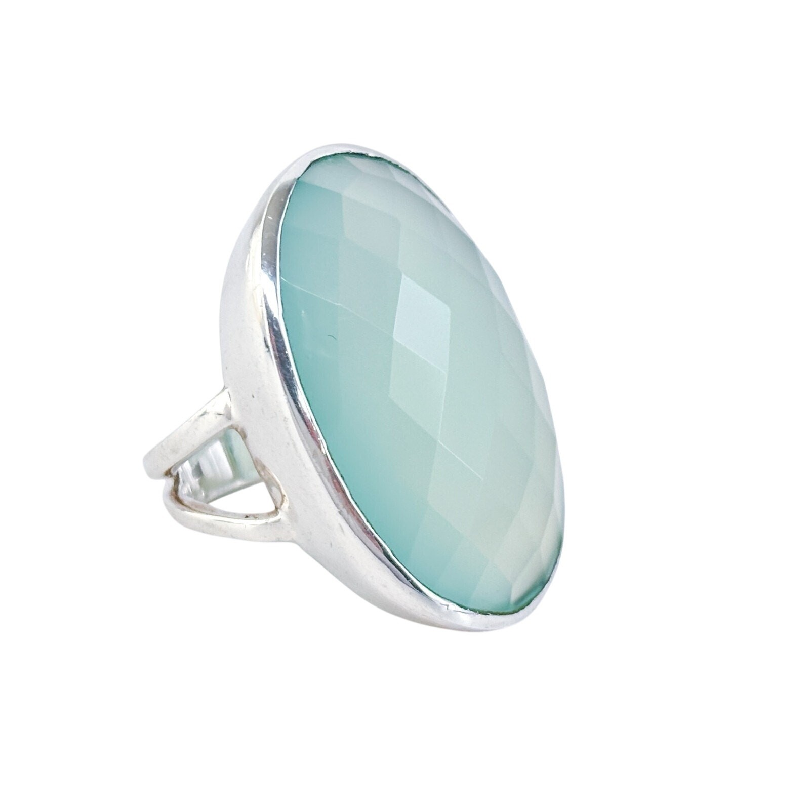 Faceted Blue Chalcedony Statement Ring | Estate S… - image 3
