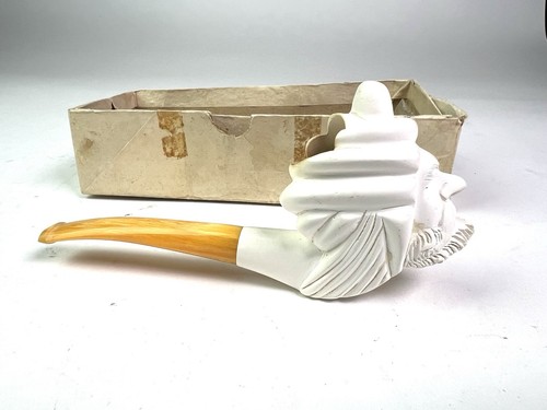Vintage Hand Crafted Meerschaum Pipe Old Man With Beard W Box Turkey - 第 1/10 張圖片