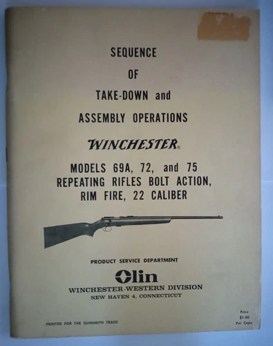 WINCHESTER TAKE-DOWN & ASSEMBLY OPERATIONS FOR MODEL 69A/72/75 REPEATING RIFLES