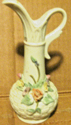 Vintage Lefton China Hand Painted Floral Bisque Bud Vase #KW777