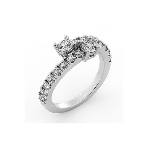 Anillo clásico de dos piedras de oro blanco con diamantes naturales redondos de 2,73 quilates E SI2 - Imagen 3 de 20