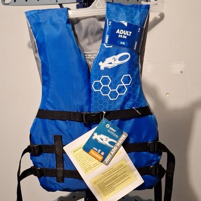 Flowt Just Add Water Adult Life Jacket/PFD Blue Gray Adjustable Straps Size S-XL
