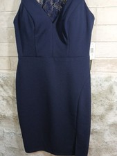 My Michelle 7 Bodycon Racer Back NWT Navy Dress front slit retail 69 cocktail