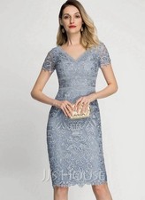 JJ's House Dusty Blue Lace Mother of the Bride Groom Sheath Dress size 16 NWT