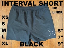 NWOT TEN THOUSAND BLACK INTERVAL NO LINER Shorts Men's S, M, L, XL, XXL 5" 7" 9"