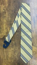 Brooks Brothers Gold Tie With Navy  White Stripes 100 Silk Men's Necktie 58"