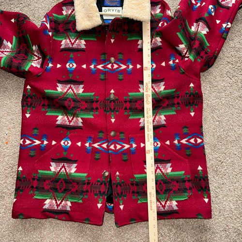 RARE Pendleton Orvis Mens Jacket Coat Shearling Collar Aztec Indian Blanket XXL - Picture 8 of 9