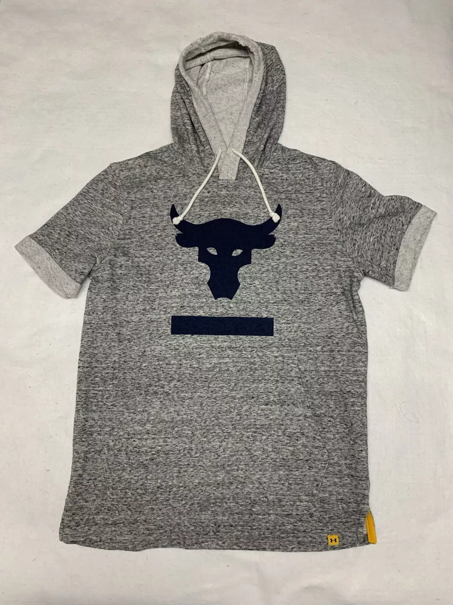 Project Rock Under Armour Short Sleeve Gray Terry Hoodie Size