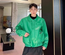 Men's Autumn New Fashion Lapel Long Sleeve Loose Faux Leather Jackets Punk Coat