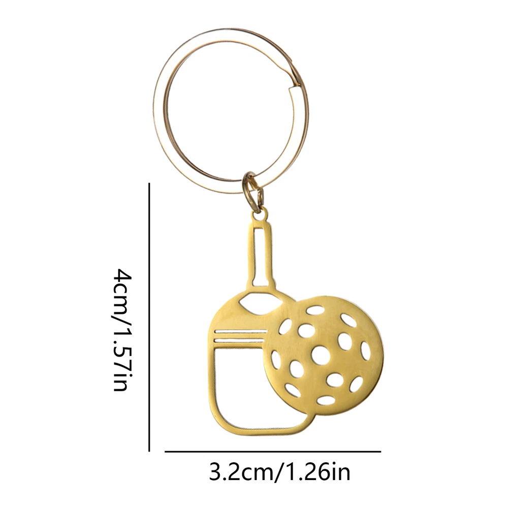 Pickleball Racket and Ball Keychain - Stainless Steel Sporty Bag Pendant Pickleball Racket and Ball Keychain - Stainless Steel Sporty Bag Pendant