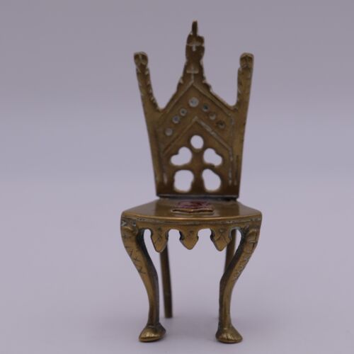 Vintage Miniature Brass Ornate Design Chair With Paw Feet Dollhouse Isle of Man - Picture 9 of 10