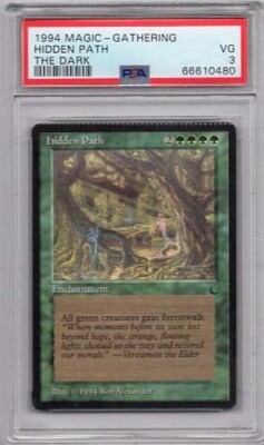 HIDDEN PATH MAGIC MTG DARK #89 PSA #66610480 VG3 MISPRINT (CRIMPED