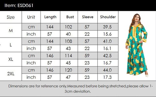 Muslim Floral Kaftan Islamic Women Maxi Dress Ramadan Dubai Caftan Moroccan Gown - Picture 82 of 216