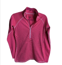 Nike Pro Womens Dri Fit Long Sleeve Half Zip Pink Pullover Medium