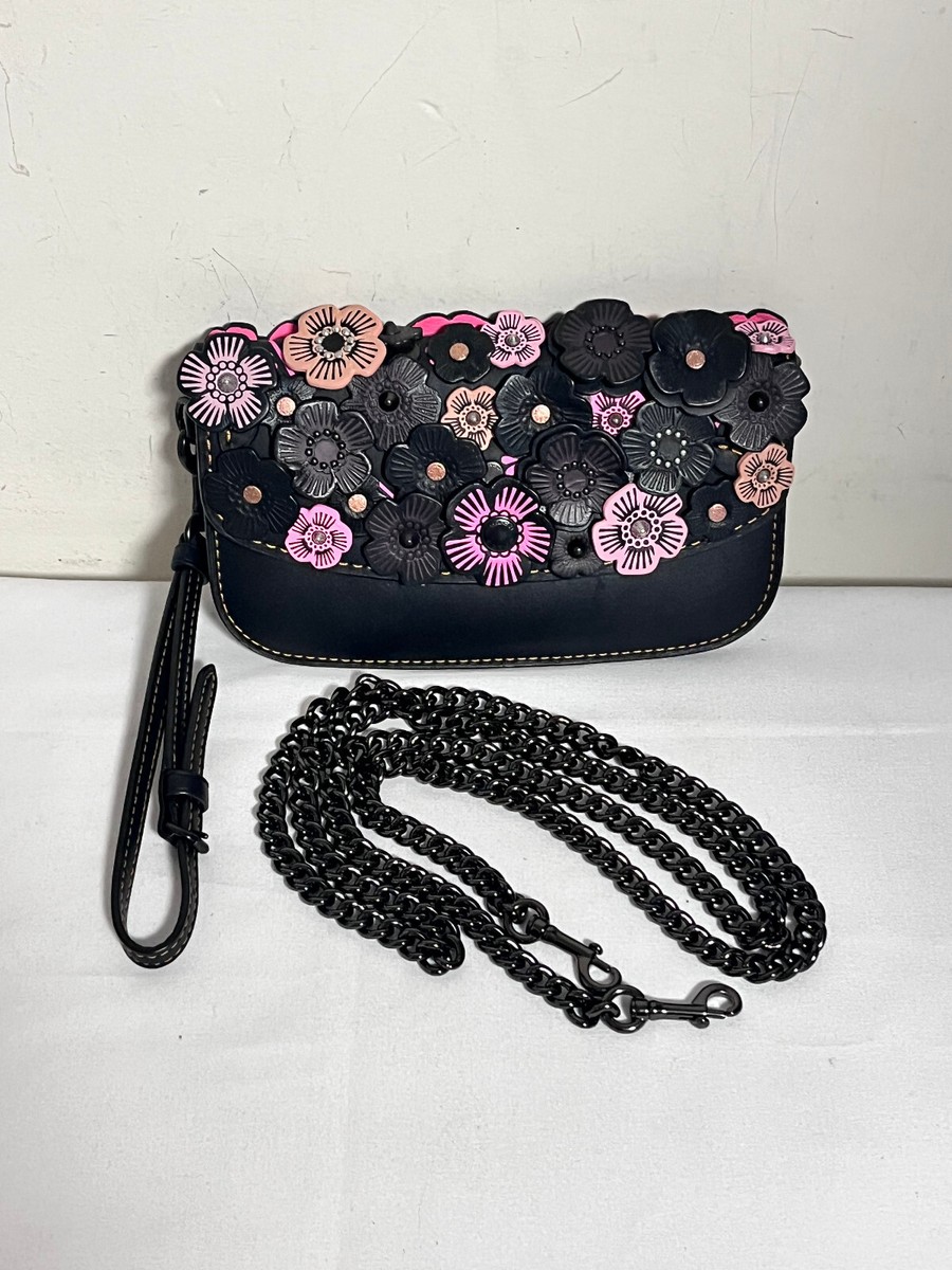 Coach Handbag 1941 Tea Rose Clutch Crossbody Wristlet Pink Black