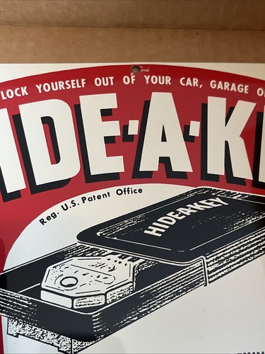 Hide a Key advertising metal sign store display vtg NOS original packaging - Picture 7 of 9