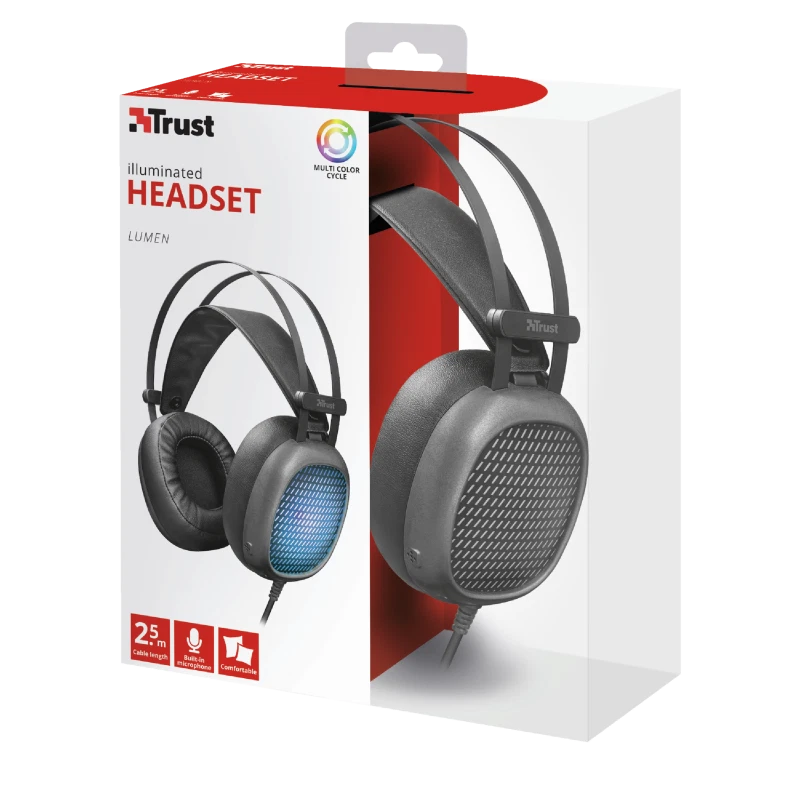Trust Lumen Comode cuffie Gaming PC laptop Console illuminate Led con Microfono - Immagine 3 di 4