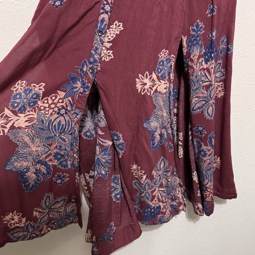 Vestido Free People Miranda largo talla 2 rojo aberturas delanteras bordado floral - Imagen 6 de 8