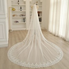 Luxury Lace Trim Veil Shinning Lace Wedding Veil Handmade Royal Veil Custom Veil